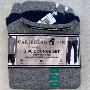 NWT Caribbean Joe Gray and Navy Lounge Set T-shirt Joggers & Shorts